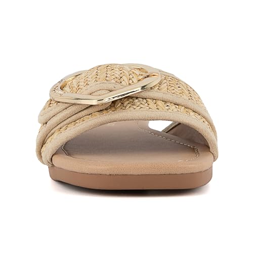 Image of Juicy Couture Women's Slide Sandals - Glitter Bling Open Toe Sparkle Flats - Dressy Summer Casual Footwear