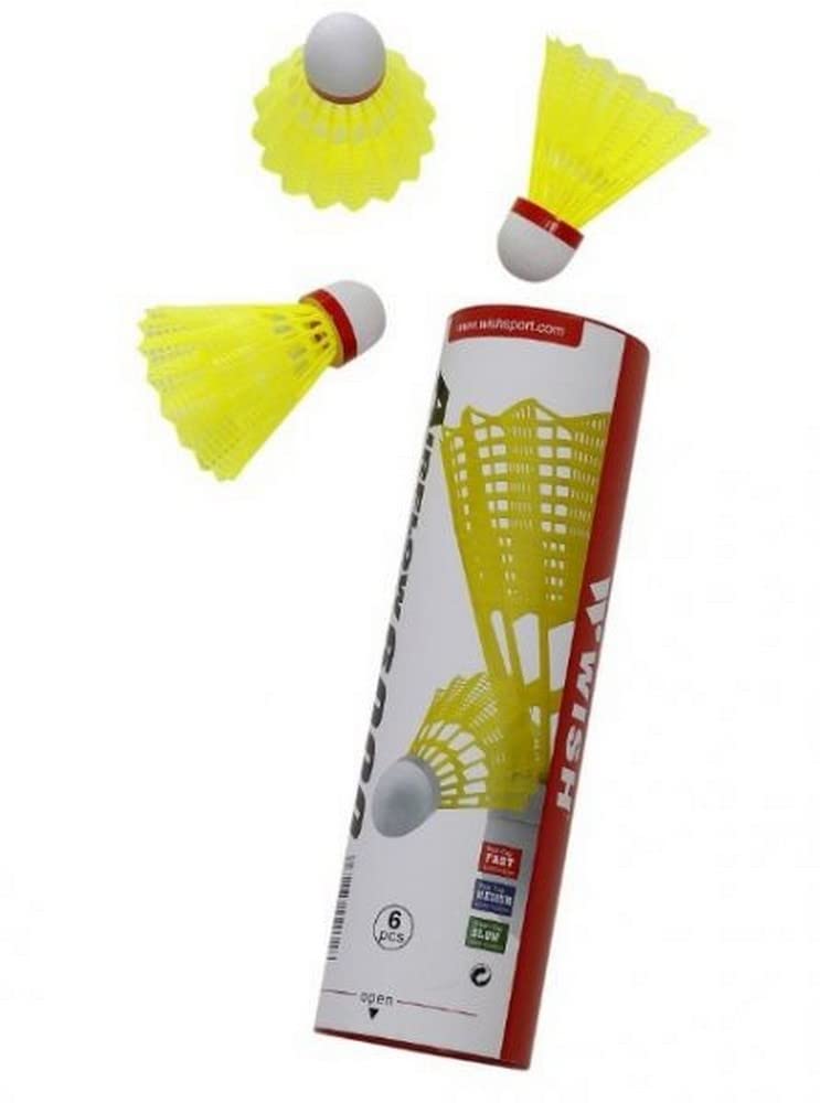 Wish AF-6000 Speed Nylon Shuttle Cock 6-Pieces, Yellow/Green