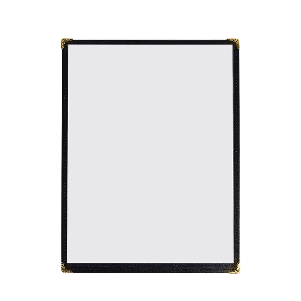 Confezione da 12 Copertine per Menu Stile caffè, Bordo a Doppia Cucitura, Vinile Trasparente (Nero, 2 Pagine/4 Visualizzazioni - 8,5 Pollici X 11 Pollici)