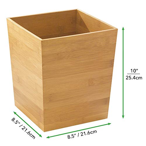 mDesign Set da 2 Bidone spazzatura in bambù quadrato – Ideale contenitore per rifiuti dal design moderno – Cestino gettacarte in legno per cucina, bagno e ufficio – bambù - Image 5