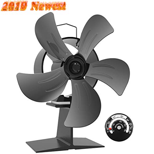 Sonyabecca 5 Blade Fireplace Fan Heated Powered Stove Fan Wood Stove Fan