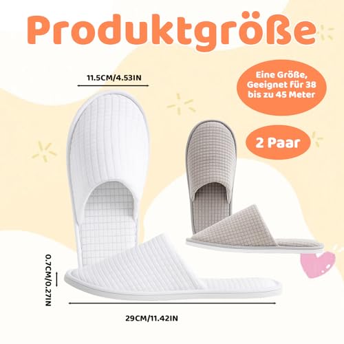 YyiFcg Hotelslipper, Hotelschlappen, 2 Paar Einweg Hausschuhe, Grau Und Weiß, Bequem Und Hygienisch, Ideal Für Hotel, Spa Und Zuhause