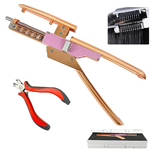 6D Hair Extensions Machine Kit, 2nd Generation Human Hair No-Trace Hair Extensions Tool /No-Trace Hair Extensions Tool/Hair Extension Gun for Salon