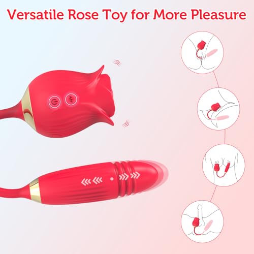 Vibrador Silicone vibradoris feminino, Vibrador Flor Rosa Ponta Dupla Função Sugador e Aquecimento v