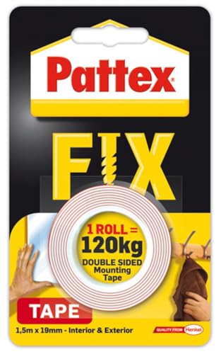 Self-adhesive tape Pattex Fix 120 kg, red, double-sided, 19 mm x 1.5 m/Bilaterales Band PATTEX FIX, 1,5m x 19mm, 120kg