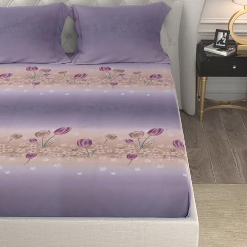 Image of Cloth Fusion Glace Cotton Elastic Fitted Bedsheet King Size 78x72 inch