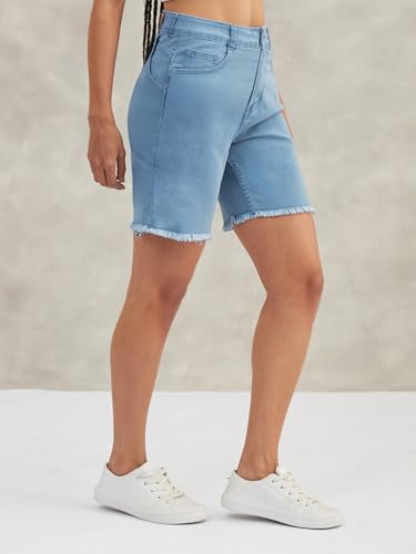 Image of Dolce Crudo Above Knee Denim Shorts for Women