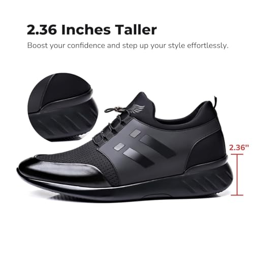 Men's Height Increasing Elevator Shoes Leather Knitted Slip-on Fashion Sneakers 2.36 Inches Taller3