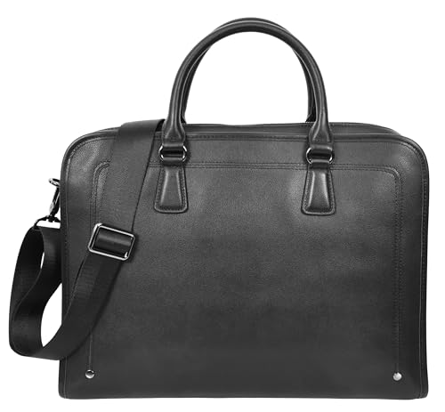 Sacoche bandoulière Belmont en cuir véritable noir de haute qualité