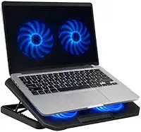 Suporte Ergonômico para Notebook com Cooler Duplo Silencioso, 8 Níveis de Ajustes, 2 Porta USB Adicional e Iluminação LED para Notebooks de Até 17 Polegadas