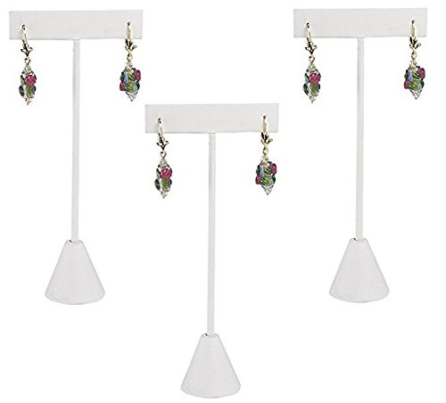 888 Display USA ® - 3 White Leatherette Earring T Stand Showcase Displays (4.75