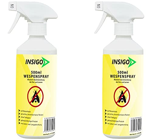 Preisvergleich Produktbild NEU Biozidfreie Wespenabwehr 2x500ml Spray für Wespen Bekämpfung - Wespenabwehr + Sofortwirkung Wespenspray Fleckenfrei Wespen Bekämpfung INSIGO