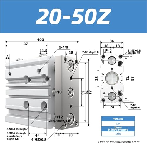 Vérin de guidage compact MGPM20 alésage 20 mm course 20 à 200 mm - 3