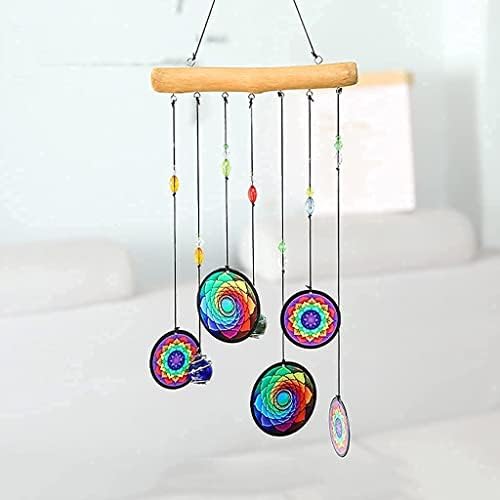 Wood Print Metal Wind Chimes Wall Hanging Ornament Patio Garden Decoration for Christmas Birthday Gift (Color : A) (A) image 2