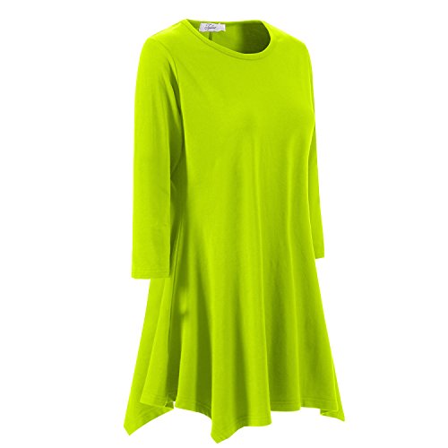 Topdress Women's Swing Tunic Tops 3/4 Sleeve Loose T-Shirt Dress3