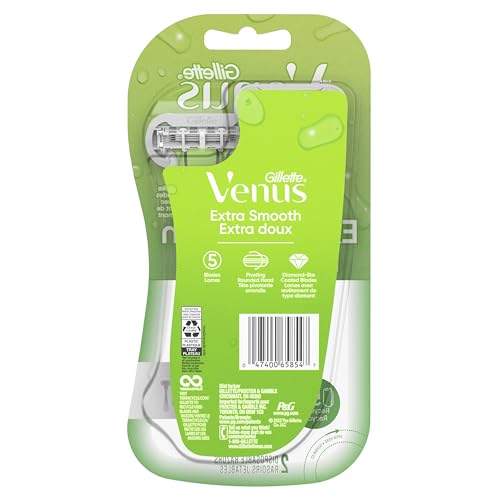 Image of Gillette Venus Extra Smooth Green Disposable Women's Razors, 2 Count (Pack of 2)