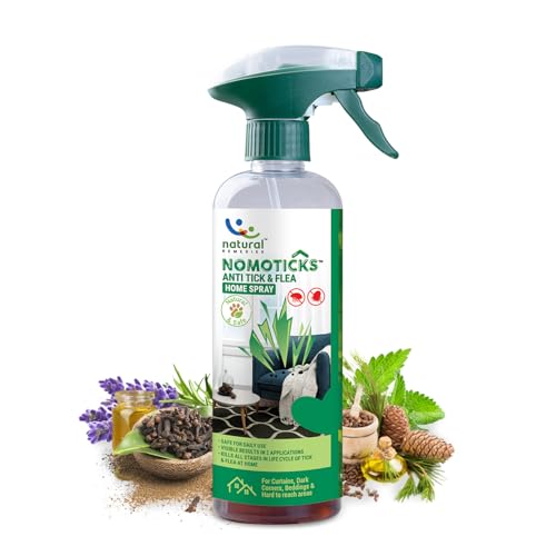 Image of Natural Remedies Nomoticks Anti-Tick & Flea Home Spray, Kills Ticks & Fleas for Pet Beds,Furniture & Cracks, Fast-Drying, Non-Sticky, Daily Use, Natural Ingredients, Safe for Dogs, Cats & Pups-450 ml