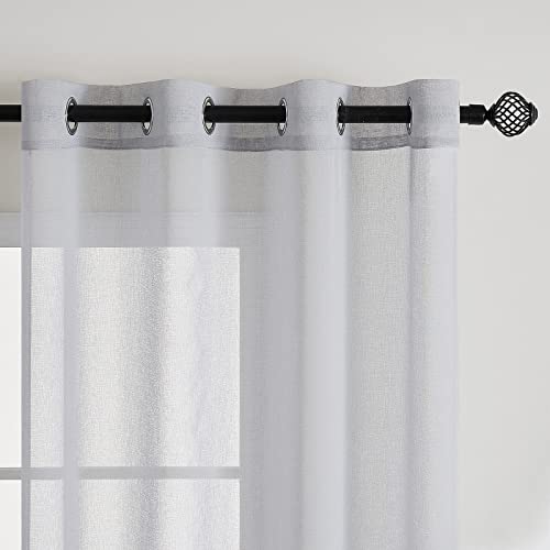 Voilage transparent à oeillets gris 140x225 de qualité supérieure - 6