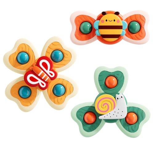 Image of ALASOU Suction Cup Spinner Airplane Travel Toys for 1 Year Old Boy Girl | Spinning Top 12 18 Months,1 2 Year Old Boy Birthday Gift,Baby Bath Toy for Kids Ages 1-3,Sensory Toy for Infant Toddlers