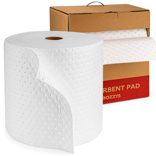 Image of Oil Absorbent Pads Roll | 16 inchx20 inch Oil-Only Spill Mat 100-Pack | Industrial Spill Control for Oil & Fuel(24 Gal /Box) | Repels Water Absorbing Rolls