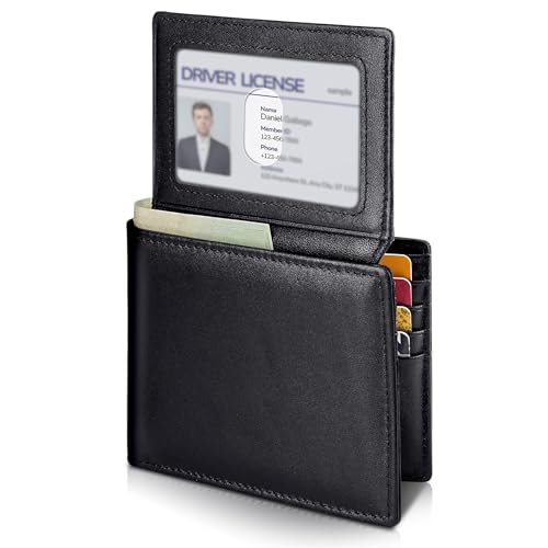 Image of Artpaxy Mens Wallet Bifold Genuine Leather RFID Blocking Wallet for Men with 2 ID Windows 11 Card Holders 2 cash pockets 1 Gift Box