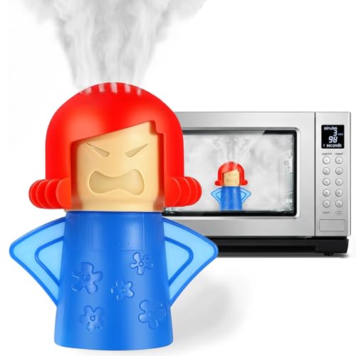 Microwave Cleaner Angry Mama Oven Steam Cleaner Odor Absorber Easily Cleans the Crud in Minutes,Blue