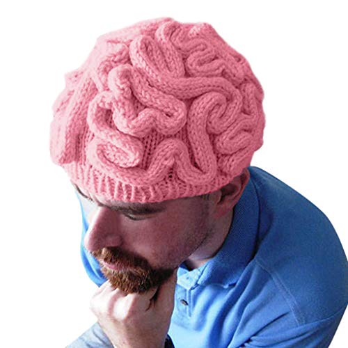 Gorro de punto con personalidad para adultos y niños, gorro de cerebro de ganchillo, rosa, Talla única