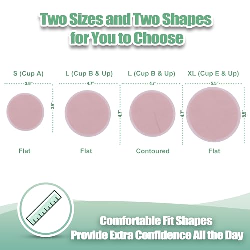 Image of wegreeco Nursing Breast Pads (14 Pack) + Laundry Bag & Travel Storage Bag, 4.7 inch Option - Washable & Reusable Breastfeeding Nursing Pads (Pink and Purple, Large, Plain Shape)