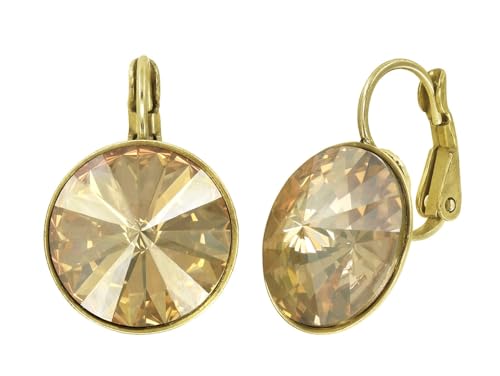 Konplott: Ohrringe Rivoli shinny brass moderne Solitärohrringe in glänzend-goldener Fassung für Damen/Frauen (beige)