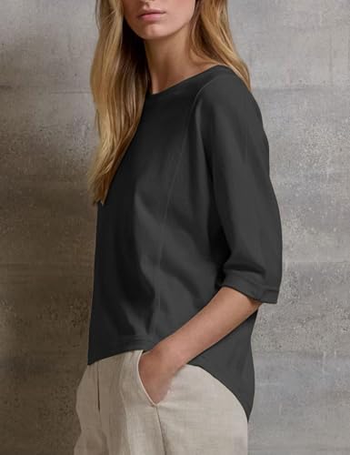 Orchidays Women's Casual 3/4 Sleeve T Shirts Basic Crew Neck Relaxed Fit Summer Tee Tops2