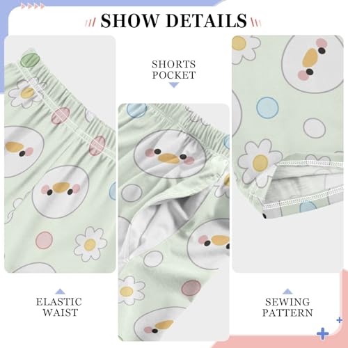 Cute Duck Faces Flowers Boys Pants for Kids Jogger Pants with Pockets S-XL4