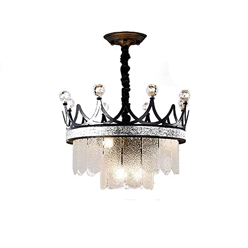 Lustre en cristal contemporain plafonnier doré suspension 6 lampes chambre et salon 50cm