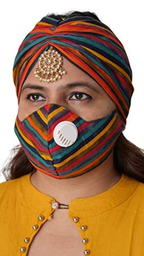 Fashiol Women's/Girl Cotton Printed mask Headbands (Available in 4 Print) Colour (Peach, Multi Color, Brown, Black & White Stripe) Free Size Pack of 1