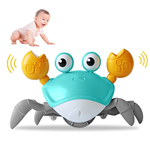 Image of FEELGUY Crawling Crab Baby Toy,Fantastic Creatures Toys Infant Sensory Tummy time Toys Babies boy Girl for 36 Months to 15 Years Learning to Crawl Walking Toddler Gifts (Matcha)