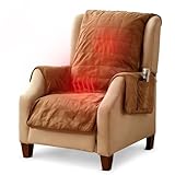 Fishtec - Couvre-Fauteuil Chauffant Heat & Style 165x160 cm - Suédine Polyester - 10 Niveaux 40-60°C - Télécommande - Minuterie 120 Min - Antidérapant - Lavable 40°C