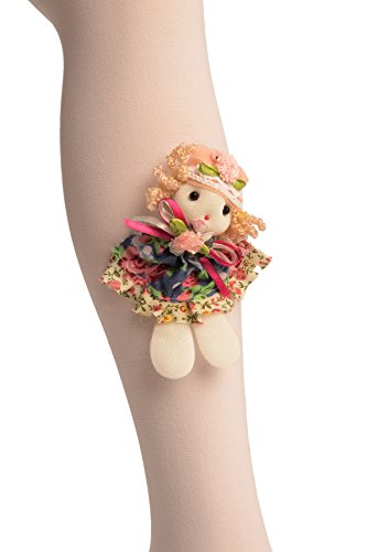 White With Little Doll Applique - Girls Tights - Kids Tights (Pantyhose)2