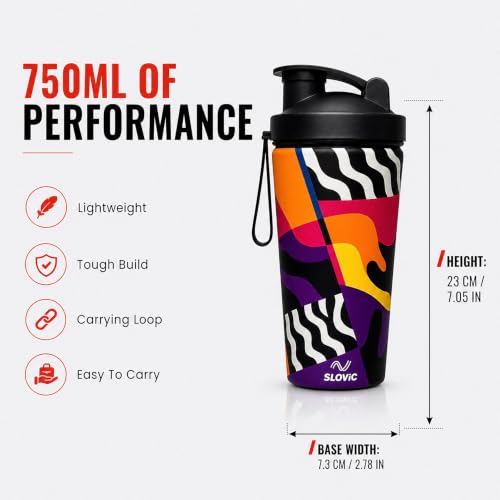 Image of SLOVIC Steel Shaker For Gym [750 ML] | Gym Bottles For Men | Gyms Shaker for Men | Odor Free Protein Shaker Bottle For Protein Shake, Leakproof Stainless Steel Shakers Bottle For Exercise | 4D Design