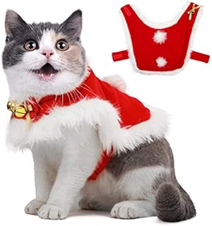 Pet Christmas Cloak Costume with Bells Soft Thick Fabric Pet Clothes Apparel Outfit Dress-up for Puppy Kitten Small Cats Dogs (L)