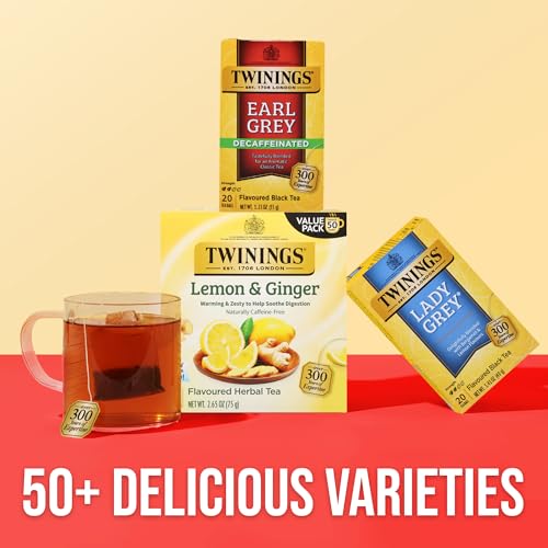 Image of Twinings Decaffeinated Earl Grey Black Tea Individually Wrapped Bags, 20 Count (Pack of 2), Flavoured with Citrus and Bergamot, Enjoy Hot or Iced, 20 Teabags