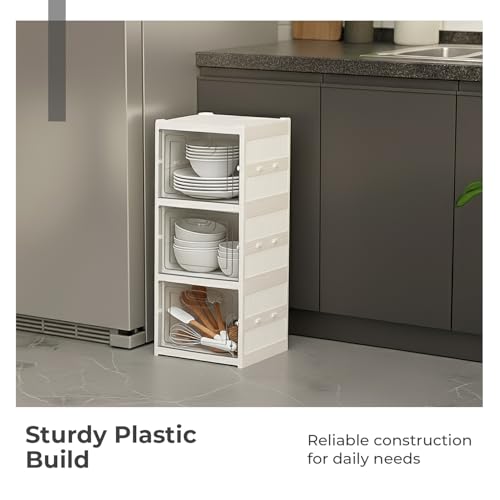 Image of Lifelong 3-Tier Multipurpose Storage Organizer with Transparent Drawers|Stackable Plastic Shelf Unit for Clothes, Toys, Books & Daily Essentials |Durable Space Saving Storage Cabinet for Home & Office