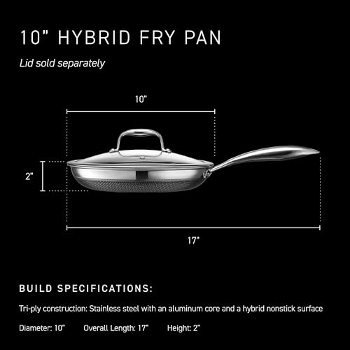 Image of HexClad Hybrid Nonstick 10-Inch Frying Pan, Stay-Cool Handle, Dishwasher-Friendly, Oven-Safe Up to 900F, Induction Ready, Compatible with All Cooktops