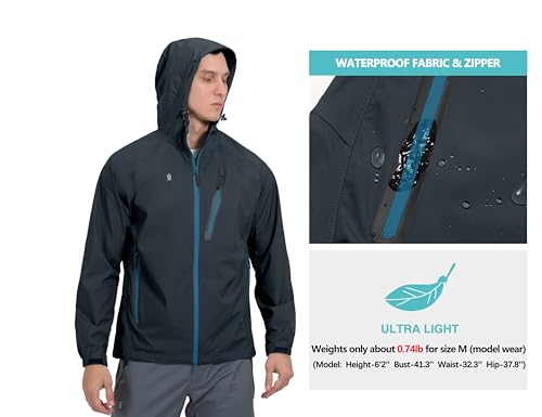 Image of Little Donkey Andy Men's Waterproof Rain Jacket Outdoor Raincoat for Hiking