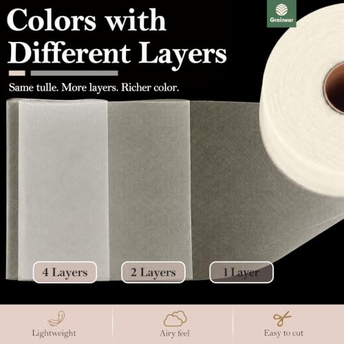 Image of Ivory Tulle Fabric Roll 6 Inch x 100 Yards Tulle Ribbon