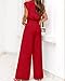 dowerme Ladies 2025 Summer Tracksuit Fashion Cap Sleeve Tie Waist Shirts Loose Flowy Long Pant Travel Outfits for Women(Red,XX-Large)