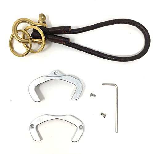 Image of Key Holder for CAN AM Spyder F3 RT RT-S ST RSi Accessory Key Hole Cover Silver with Dark Leather Strap Ver3.0