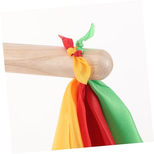 Baquetas rítmicas BESTonZON para danza con pañuelos coloridos, de madera maciza, para adultos, niños y niñas, rojas, amarillas y verdes, para gimnasia y danza miniatura 3