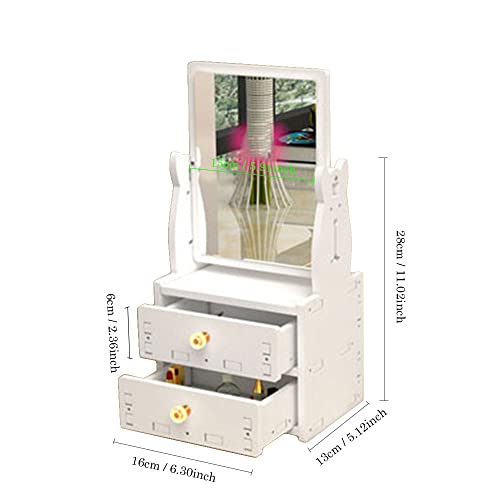 Espejo de maquillaje de mesa rectangular con almacenaje miniatura 2