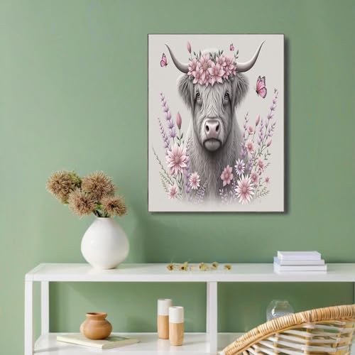 Toile bétail réaliste grise pour une décoration murale de chambre esthétique