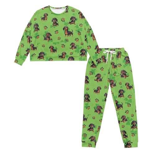 Image of Women's 2 Piece Printed Pajama Set Long Sleeve Sleepwear Set with Long Pants Casual Lounge Sets with Pocket