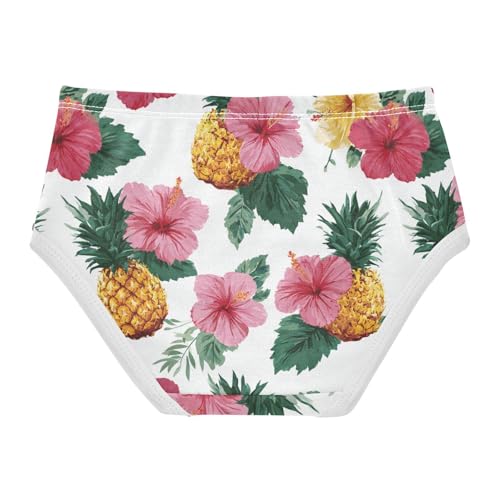 Wusikd Pineapple Hibiscus Girls' Underwear Cotton Flowers Girls Briefs Soft Toddler Underwear 2T2